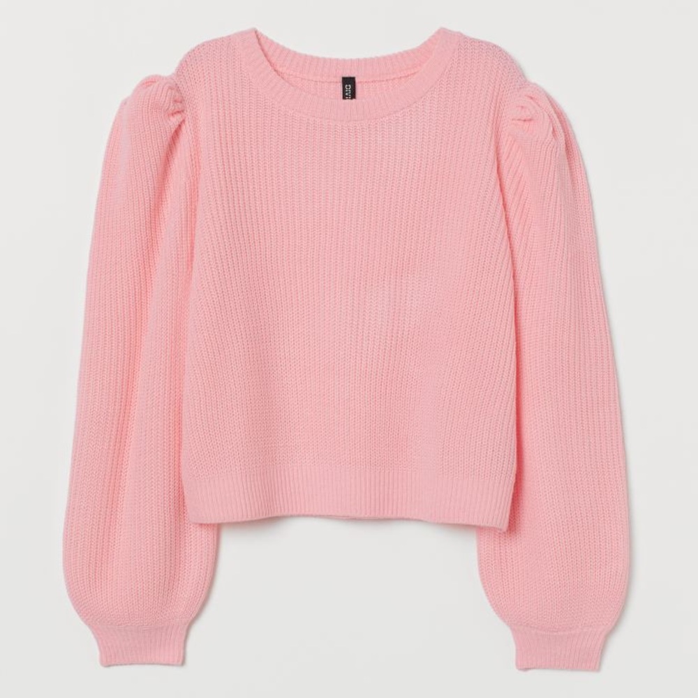 Pink Puff sleeved knitted sweater H&M